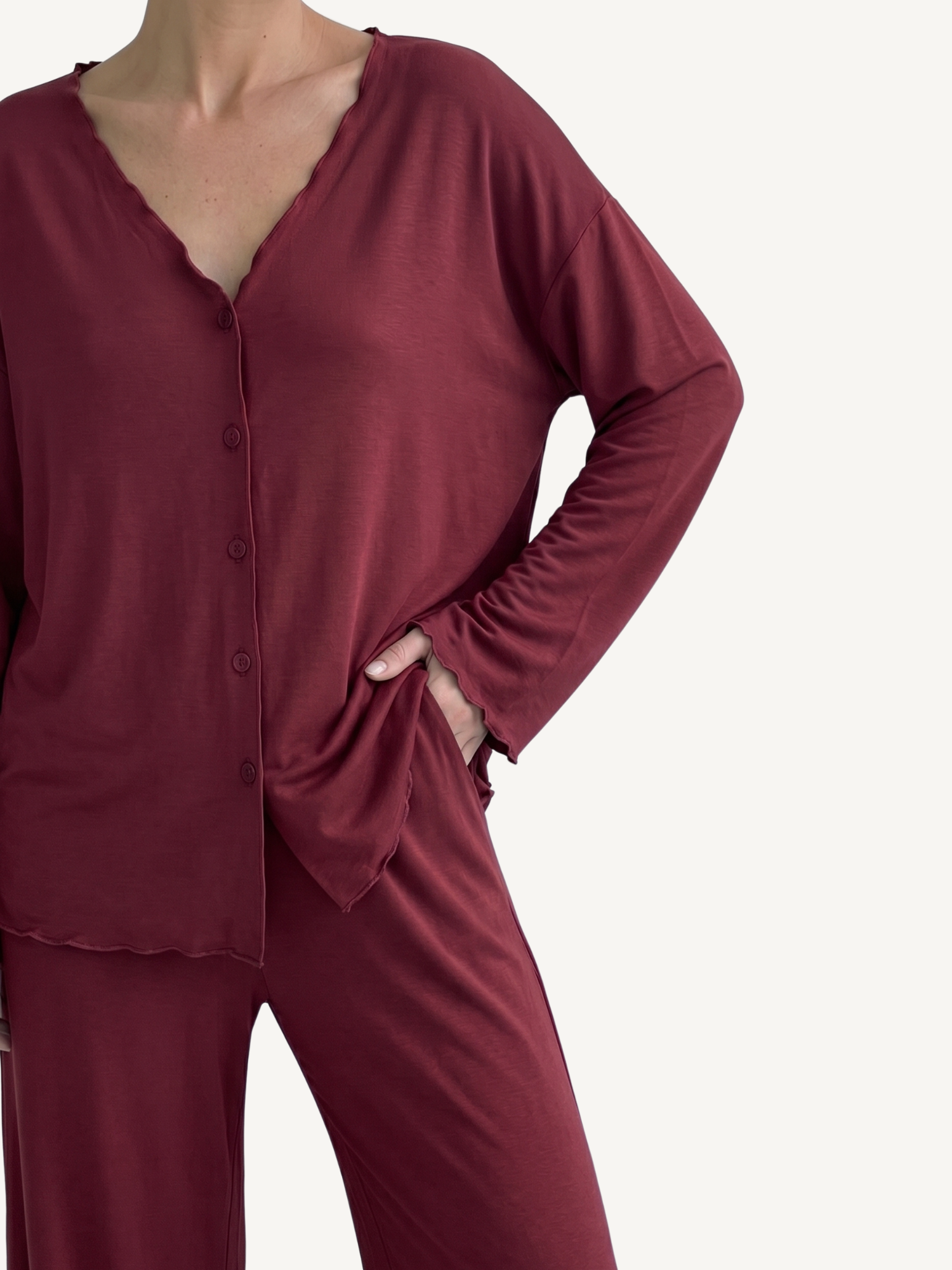 Mila Pajama Set - Merlot